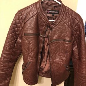 Burgundy XL faux leather jacket